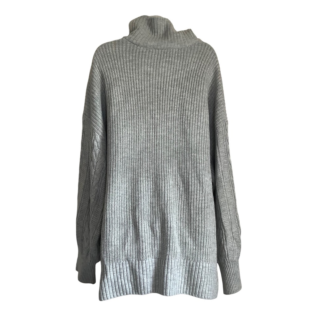 Torrid Gray Cable Knit Quarter Zip Sweater Plus Size 3 3X Funnel Neck Ribbed - Picture 2 of 16
